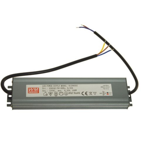 Zasilacz LED 12V 100W Slim napięciowy IP67 alumini
