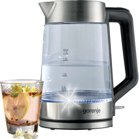 Gorenje K17GED Czajnik szklany 1,7l 2200W Strix kontroler zabezpieczenie