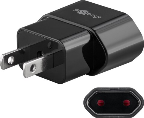 Adapter podróżny PŁASKI gn. EU wt. USA Goobay BLK Adapter podróżny PŁASKI gn. EU wt. USA Goobay BLK