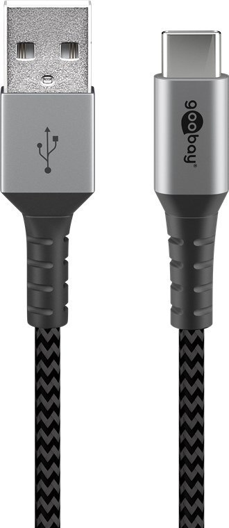 Kabel USB-C - USB-A 2.0 Goobay KĄTOWY TEXTIL 1m Kabel USB-C - USB-A 2.0 Goobay KĄTOWY TEXTIL 1m