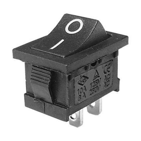 Mały przełącznik kołyskowy ON-OFF, 3A, 250V, 2 piny, czarny