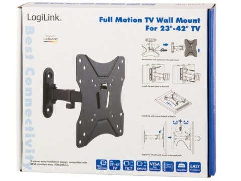 Uchwyt LCD 23"-42" 25kg czarny regulowany LogiLink