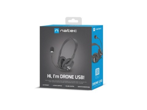 SŁUCHAWKI NAUSZNE NATEC DRONE USB Z MIKROFONEM CZARNE (USZKODZONE OPAKOWANIE) SŁUCHAWKI NAUSZNE NATEC DRONE USB Z MIKROFONEM CZARNE (USZKODZONE OPAKOWANIE)