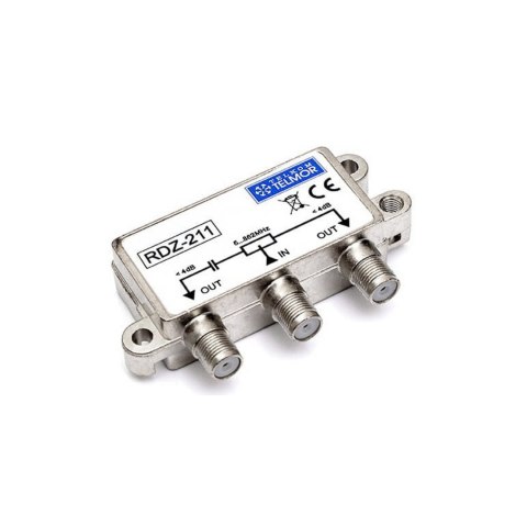 RDZ-211 Dwukrotny zewnętrzny rozgałęźnik RF 5-862 MHz 4,0 dB F Poziom Outdoor TELKOM TELMOR RDZ-211 Dwukrotny zewnętrzny rozgałęźnik RF 5-862 MHz 4,0 dB F Poziom Outdoor TELKOM TELMOR