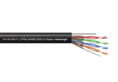 Przewód UTP5E drut Cu UV+ linka nośna 305mMAXCABLE Przewód UTP5E drut Cu UV+ linka nośna 305mMAXCABLE