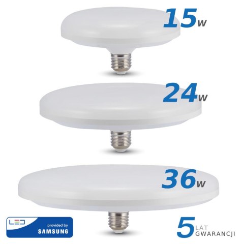 Żarówka LED V-TAC SAMSUNG CHIP 15W E27 fi150 UFO VT-216 6400K 1200lm 5 Lat Gwarancji