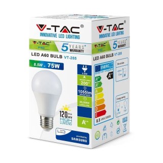 Żarówka LED V-TAC SAMSUNG CHIP 8.5W E27 A60 VT-285 3000K 1055lm 5 Lat Gwarancji