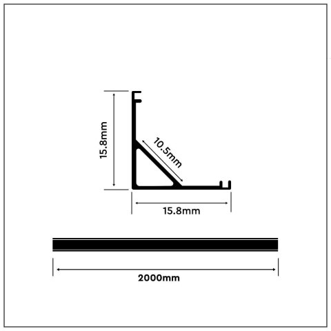 Profil Aluminiowy V-TAC 2mb Anodowany, Klosz Mleczny, Kątowy, Cienkościenny VT-8109