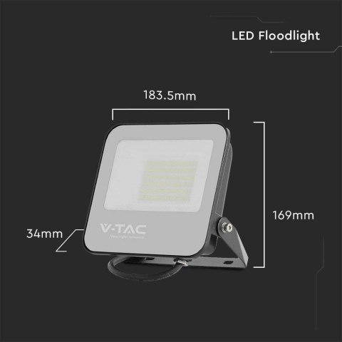 Projektor LED V-TAC 50W 185Lm/W Czarny VT-4456 6500K 9250lm Projektor LED V-TAC 50W 185Lm/W Czarny VT-4456 6500K 9250lm