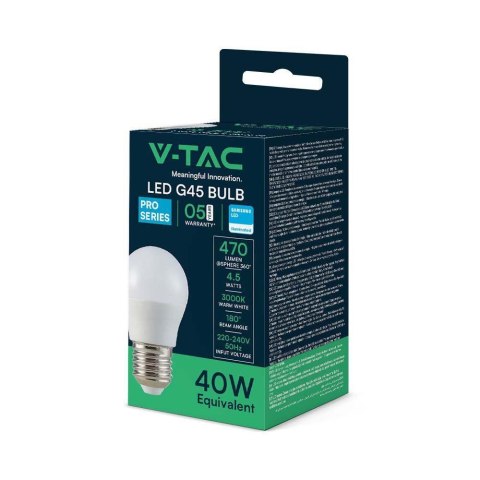 Żarówka LED V-TAC SAMSUNG CHIP 4,5W E27 G45 Kulka VT-246 4000K 470lm 5 Lat Gwarancji Żarówka LED V-TAC SAMSUNG CHIP 4,5W E27 G45 Kulka VT-246 4000K 470lm 5 Lat Gwarancji