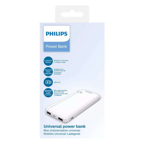 Power bank 10000mAh 2xUSB biały Philips DLP1810NW/62