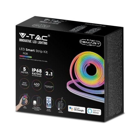 Zestaw Neon Flex V-TAC 5mb 36W WiFi, Pilot, SMART Amazon Alexa Google Home VT-5050 RGB 400lm