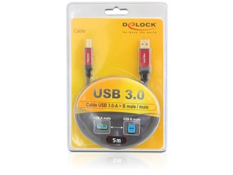 KABEL USB-A(M)->USB-B(M) 3.0 5M CZARNY PREMIUM DELOCK KABEL USB-A(M)->USB-B(M) 3.0 5M CZARNY PREMIUM DELOCK