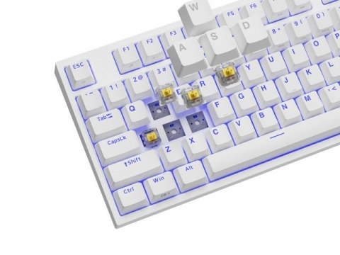 KLAWIATURA DLA GRACZY GENESIS THOR 404 TKL US PODŚWIETLENIE RGB MECHANICZNA BIAŁA GATERON YELLOW PRO