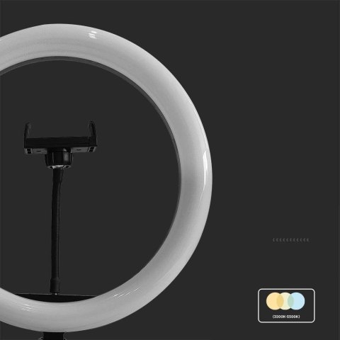 Lampa pierścieniowa LED Ring V-TAC 10W fi255mm Statyw Pilot VT-45010 3200K-5500K 550lm