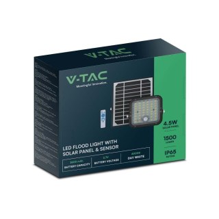 Projektor LED Solarny V-TAC 10W IP65, Pilot Timer, LiFePo 3,7V 6000mA Czarny VT-411 6400K 1500lm 3 Lata Gwarancji