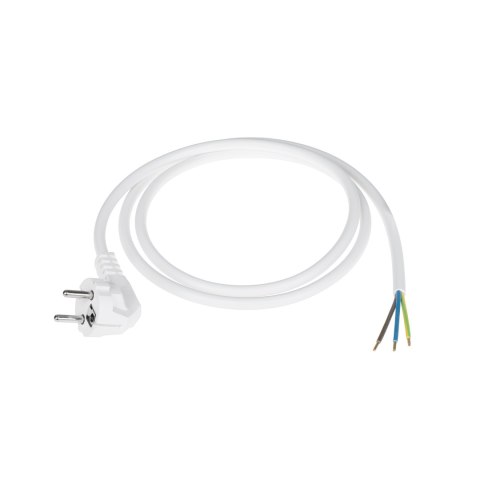Przewód zasilający 3x1,5mm biały 1,5m z wtyczką kątową Przewód zasilający 3x1,5mm biały 1,5m z wtyczką kątową