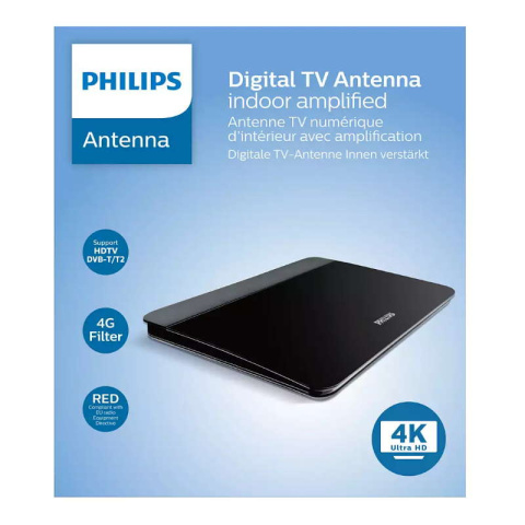 Antena pokojowa panelowa do telewizji naziemnej DVB-T2 HEVC z filtrem 3/4G Philips SDV6226/12