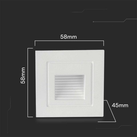 Oprawa Schodowa LED V-TAC 3W LED Kwadrat Biała 230V VT-1128 3000K 180lm Oprawa Schodowa LED V-TAC 3W LED Kwadrat Biała 230V VT-1128 3000K 180lm