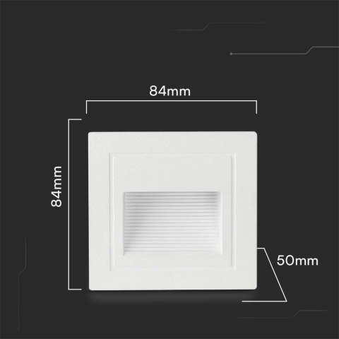 Oprawa Schodowa LED V-TAC 5W LED Kwadrat Biała 230V VT-1129 3000K 380lm Oprawa Schodowa LED V-TAC 5W LED Kwadrat Biała 230V VT-1129 3000K 380lm