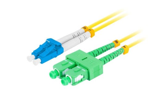 PATCHCORD ŚWIATŁOWODOWY SM LC/UPC-SC/APC DUPLEX 3.0MM LSZH G657A1 0.5M ŻÓŁTY LANBERG