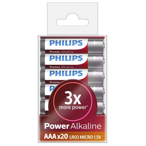 Philips Power Alkaline Baterie AAA R03 1,5V alkaliczne 20 sztuk box