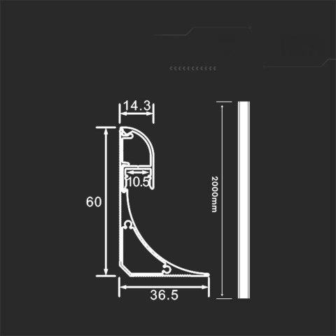 Profil Aluminiowy V-TAC 2mb Anodowany, Klosz Mleczny, Przysufitowy VT-8208 Profil Aluminiowy V-TAC 2mb Anodowany, Klosz Mleczny, Przysufitowy VT-8208