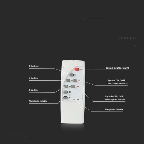 Projektor LED Solarny V-TAC 16W Czarny IP65, Pilot, Timer VT-40W 6000K 1050lm Projektor LED Solarny V-TAC 16W Czarny IP65, Pilot, Timer VT-40W 6000K 1050lm