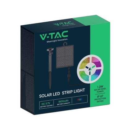 Taśma LED V-TAC Zasilanie Solarne 5mb Pilot IP67 VT-2835 RGB 120lm