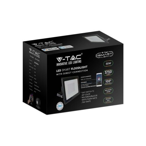 Projektor LED WiFi V-TAC 50W Czarny Z MUFĄ SMART Amazon Alexa Google Home VT-5185 RGB+3000K-6500K 3750lm Projektor LED WiFi V-TAC 50W Czarny Z MUFĄ SMART Amazon Alexa Google Home VT-5185 RGB+3000K-6500K 3750lm