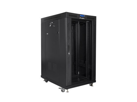 SZAFA INSTALACYJNA RACK STOJĄCA 19" 22U 800X1000 CZARNA DRZWI SZKLANE LCD LANBERG (FLAT PACK) V2