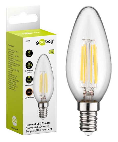 Żarówka LED FILAMENT 6W E14 2700K Candle Goobay C Żarówka LED FILAMENT 6W E14 2700K Candle Goobay C
