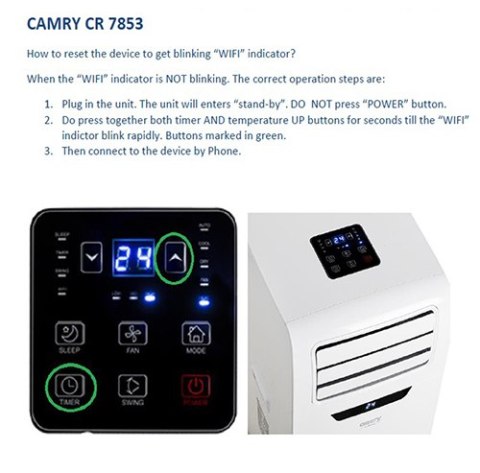 Camry Klimatyzator 9000BTU z WI-FI i ogrzewaniem