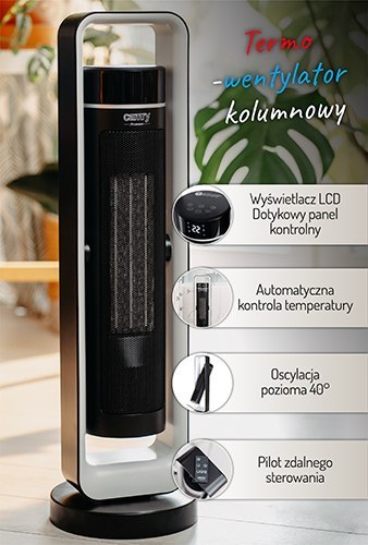 Camry Termowentylator kolumnowy ceramiczny LCD z pilotem + Timer