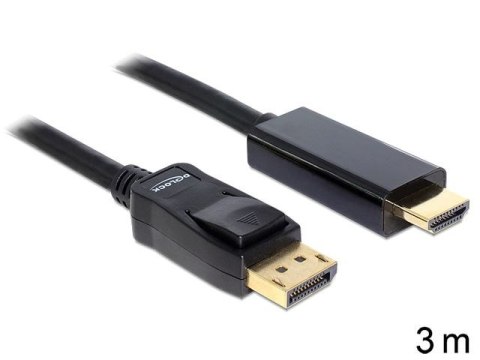 KABEL DISPLAYPORT(M) V1.1->HDMI(M) 3M CZARNY GOLD DELOCK KABEL DISPLAYPORT(M) V1.1->HDMI(M) 3M CZARNY GOLD DELOCK