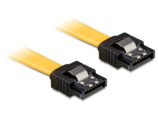 KABEL SATA DATA III (6GB/S) F/F 20CM Z ZATRZASKAMI METALOWYMI ŻÓŁTY DELOCK