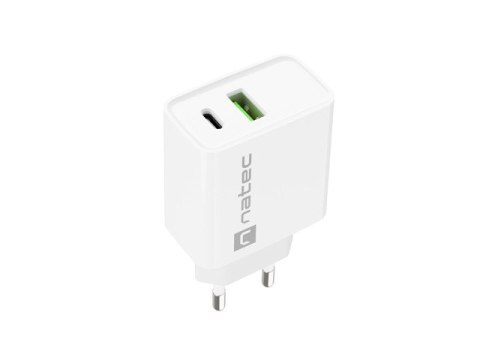 ŁADOWARKA SIECIOWA NATEC RIBERA 1X USB-A + 1X USB-C 20W BIAŁA (USZKODZONE OPAKOWANIE)
