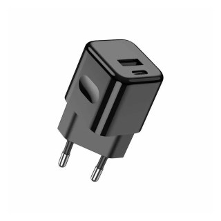 Ładowarka USB V-TAC SZYBKA 20W Czarna MINI Dual USB Type-A Type-C VT-5320-B
