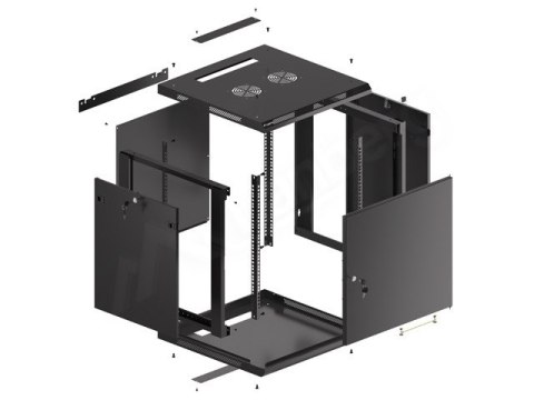 SZAFA INSTALACYJNA RACK WISZĄCA 19" 12U 600X600 CZARNA DRZWI METALOWE LANBER (USZKODZONE OPAKOWANIE)