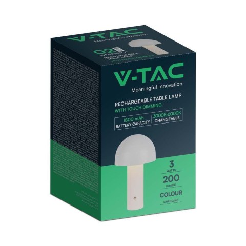 Lampka Biurkowa Nocna V-TAC 1W LED 25cm Ładowanie USB Ściemnianie Biała VT-1047 3000K-6000K 200lm Lampka Biurkowa Nocna V-TAC 1W LED 25cm Ładowanie USB Ściemnianie Biała VT-1047 3000K-6000K 200lm