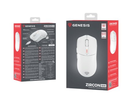 MYSZ DLA GRACZY GENESIS ZIRCON 500 BEZPRZEWODOWA 10000DPI BIAŁA GAMINGOWA MYSZ DLA GRACZY GENESIS ZIRCON 500 BEZPRZEWODOWA 10000DPI BIAŁA GAMINGOWA