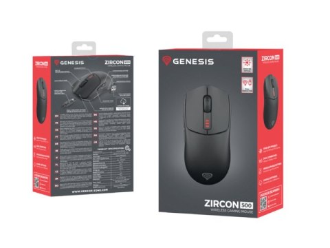 MYSZ DLA GRACZY GENESIS ZIRCON 500 BEZPRZEWODOWA 10000DPI CZARNA GAMINGOWA MYSZ DLA GRACZY GENESIS ZIRCON 500 BEZPRZEWODOWA 10000DPI CZARNA GAMINGOWA