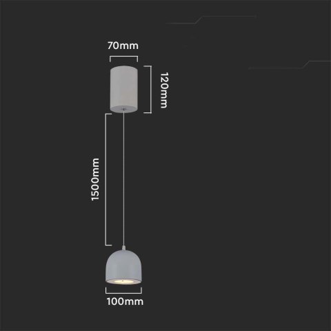 Oprawa Zwieszana V-TAC LED 8,5W 162cm Szara VT-7794 3000K 850lm