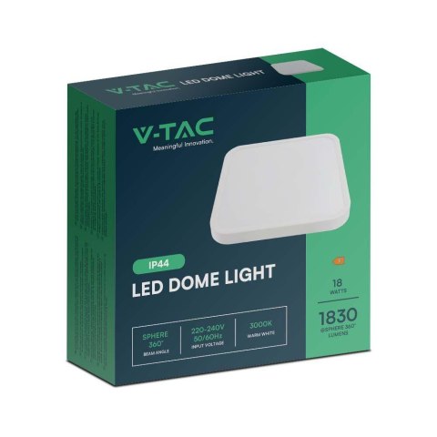 Plafon V-TAC 18W LED Kwadrat 25x25cm Natynkowy IP44 Biały VT-8618 3000K 1830lm Plafon V-TAC 18W LED Kwadrat 25x25cm Natynkowy IP44 Biały VT-8618 3000K 1830lm