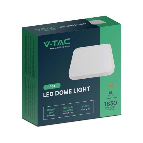 Plafon V-TAC 18W LED Kwadrat 25x25cm Natynkowy IP44 Biały VT-8618 6500K 1830lm