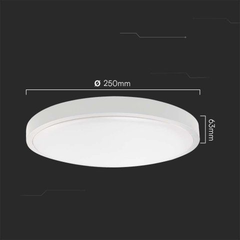 Plafon V-TAC 18W LED Okrągły 25cm Natynkowy IP44 Biały VT-8618 3000K 1830lm Plafon V-TAC 18W LED Okrągły 25cm Natynkowy IP44 Biały VT-8618 3000K 1830lm