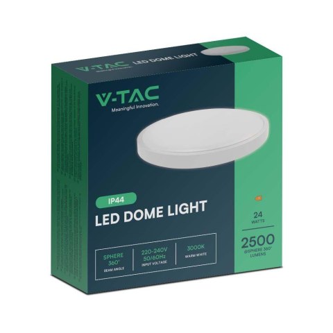 Plafon V-TAC 24W LED Okrągły 29cm Natynkowy IP44 Biały VT-8624 3000K 2500lm