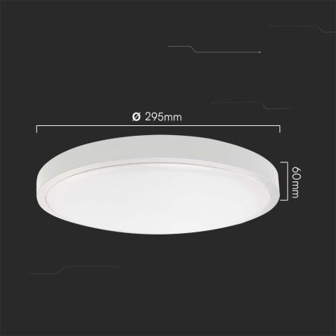 Plafon V-TAC 24W LED Okrągły 29cm Natynkowy IP44 Biały VT-8624 3000K 2500lm