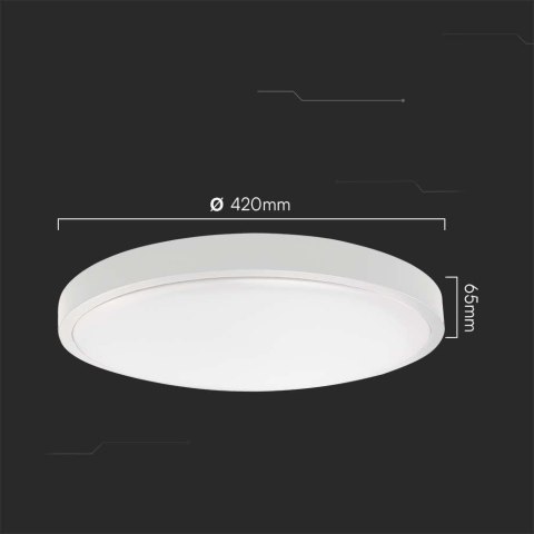 Plafon V-TAC 36W LED Okrągły 42cm Natynkowy Pilot Czujnik Ruchu IP44 Biały VT-8630S 4000K 3820lm Plafon V-TAC 36W LED Okrągły 42cm Natynkowy Pilot Czujnik Ruchu IP44 Biały VT-8630S 4000K 3820lm