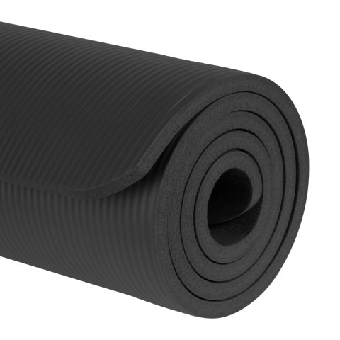 Mata gimnastyczna do ćwiczeń joga, pilates, fitness, 183x61cm, grubość 1.5cm, materiał NBR, czarna, REBEL ACTIVE Mata gimnastyczna do ćwiczeń joga, pilates, fitness, 183x61cm, grubość 1.5cm, materiał NBR, czarna, REBEL ACTIVE